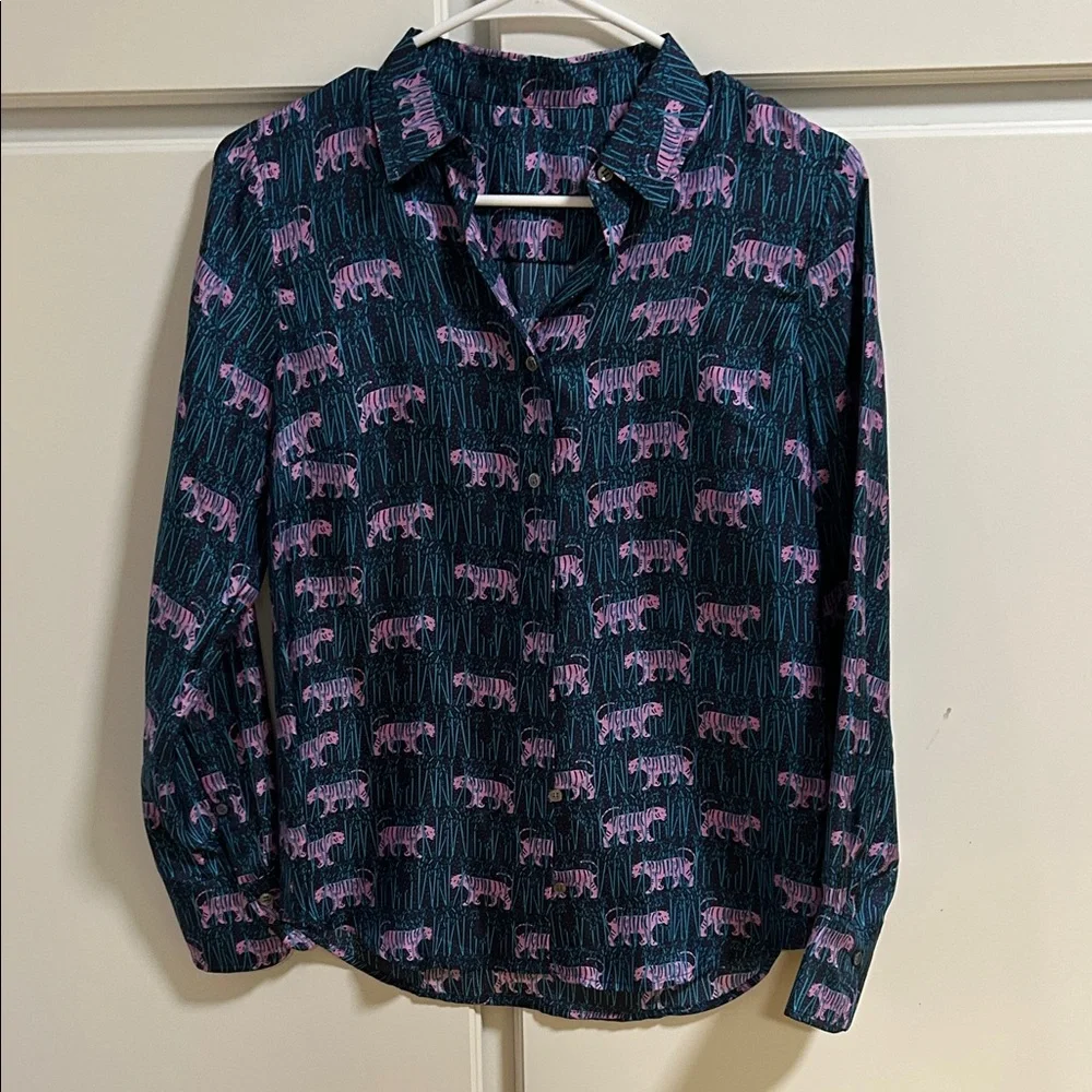 J. Crew Collections Silk Tiger Print Blouse